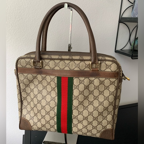 (60) GUCCI 80 Brown Slim Tote - Picture 5 of 12